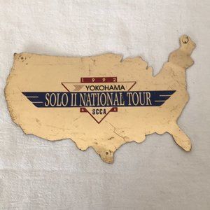 VINTAGE USA-Shaped Gold Metal Plate Yokohama 1992 Solo National Tour SCCA